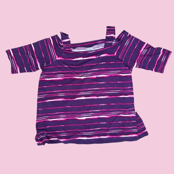 CATHERINE'S Plus Size 3X Striped Cold Shoulder Blouse Top - Picture 1 of 5